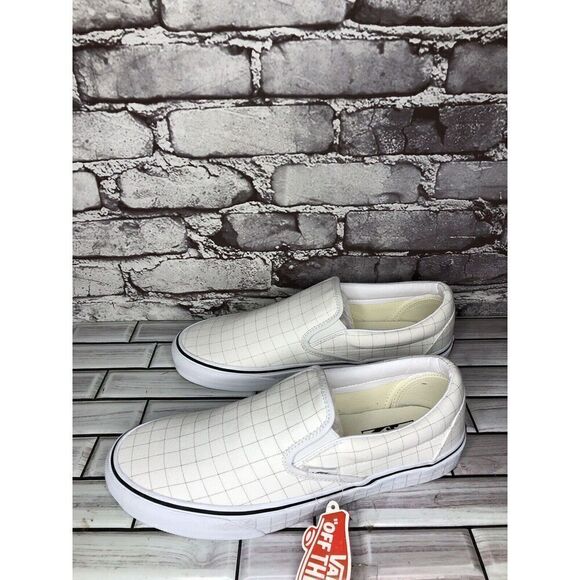 Vans Classic Slip-On Checkerboard Day White Canvas Sneakers Shoes Women 9.5M US - Picture 9 of 16